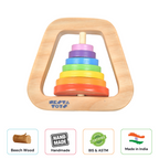 Nesta Toys Wooden Rainbow Rattle for Babies, Montessori Wooden Toy