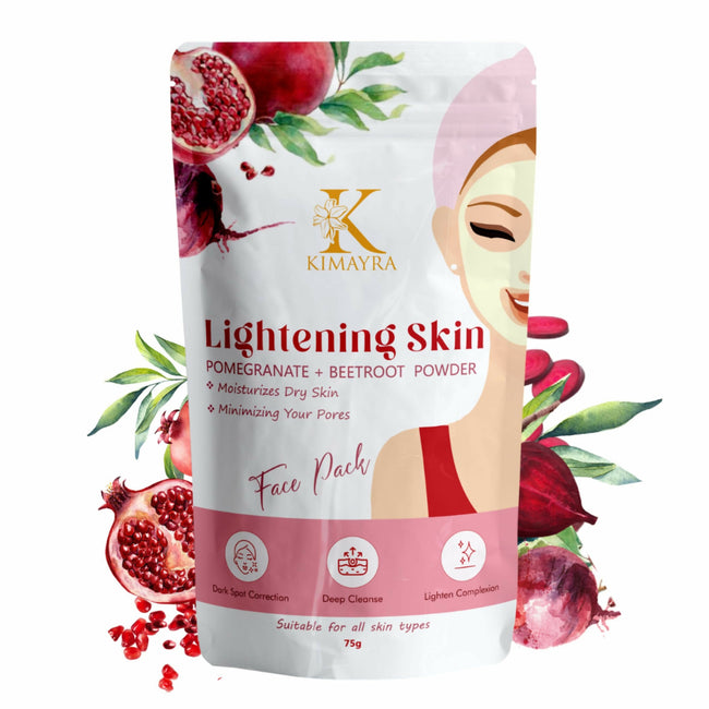 Kimayra Pomegranate + Beetroot Face Pack Powder For Brighter Skin Tone, Helps In Anti – Ageing & Natural Pink Blush Hover Image