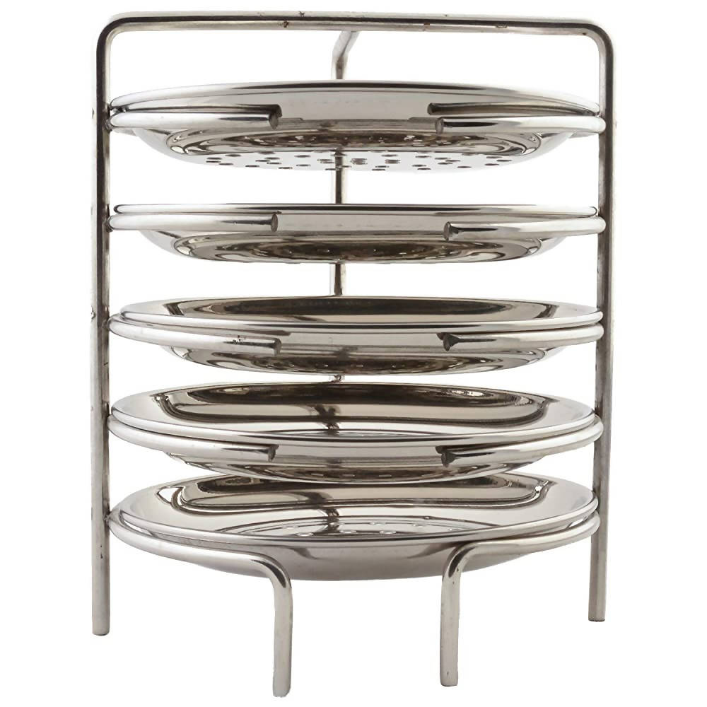Jain Stainless Steel Idiappam Stand 5 Plates - Silver