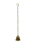 CraftVatika Gold-Toned Brass Hanging Bell with Attached Chain & Hook