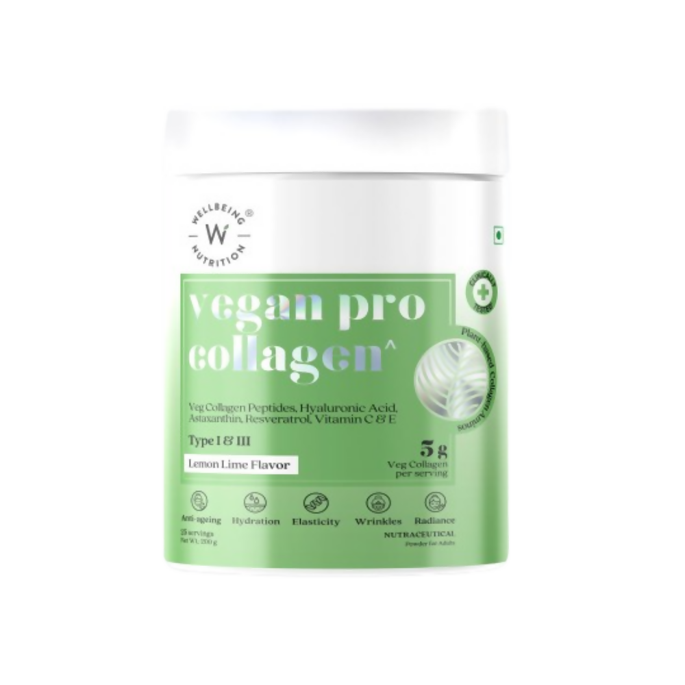 Wellbeing Nutrition Vegan Pro Collagen Hyaluronic Acid Skin & Hair Lemon Lime Flavour