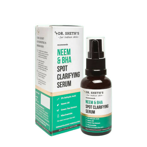 Dr. Sheth's Neem & BHA Spot Clarifying Serum For Active Acne, Blackheads & Open Pores Hover Image