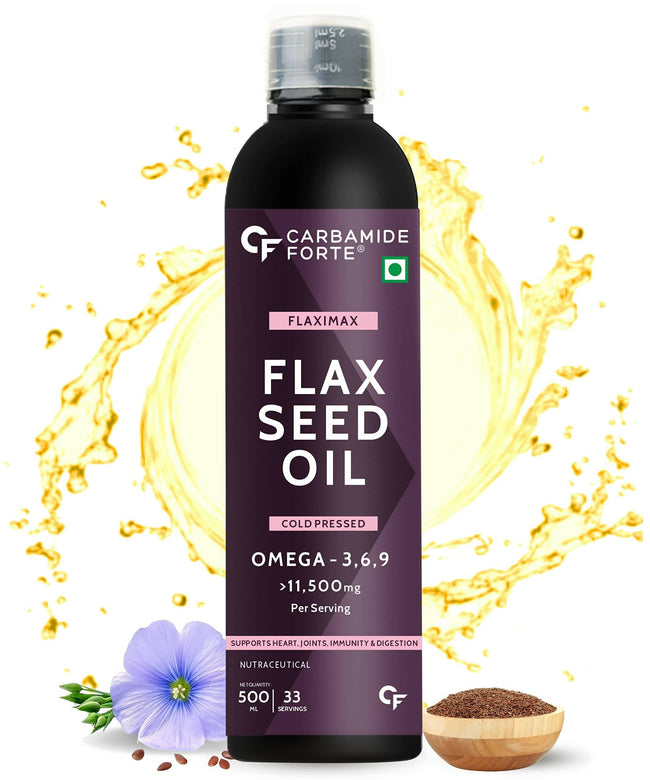 Carbamide Forte Flaxseed Omega 3 6 9 Oil for Eating Skin & Hair Growth Hover Image