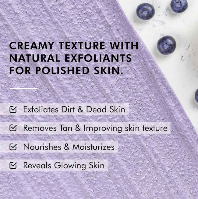 mCaffeine Blueberry Breeze Body Scrub, Exfoliates, Removes Tan, Fruity Blueberry Aroma Main Image