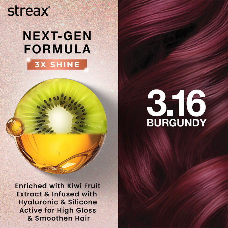 Streax Gel No Ammonia 100% Grey Coverage Hair Color - Burgundy