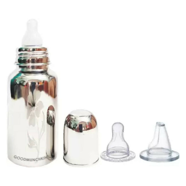 Goodmunchkins Stainless Steel Feeding Rustfree Bottle with 2 Anti Colic Silicone Nipple For Kids 220 ml Main Image