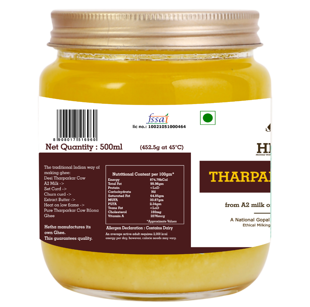 Hetha Tharparkar Cow A2 Cultured Bilona Ghee / A2 Ghee