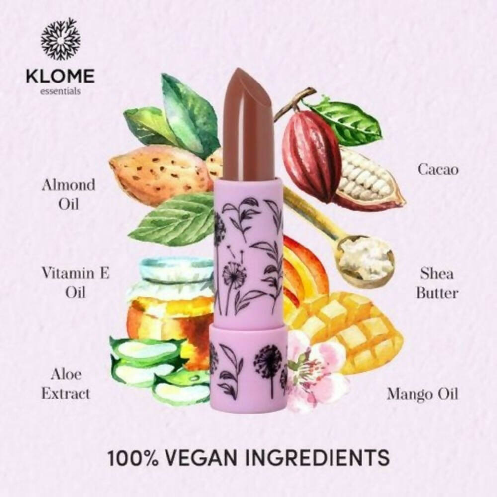 Klome Essentials Vegan Matte Lipstick-Clovewood (Nude Brown)