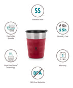 Vaya Popcup Insulated Coffee Mug Tumbler With Lid - 250 ml (Red)