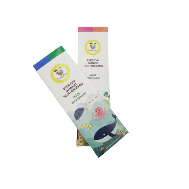 Cuddle Care Bamboo Toothbrushes for Kids & Adults Set of 2 Packs Hover Image