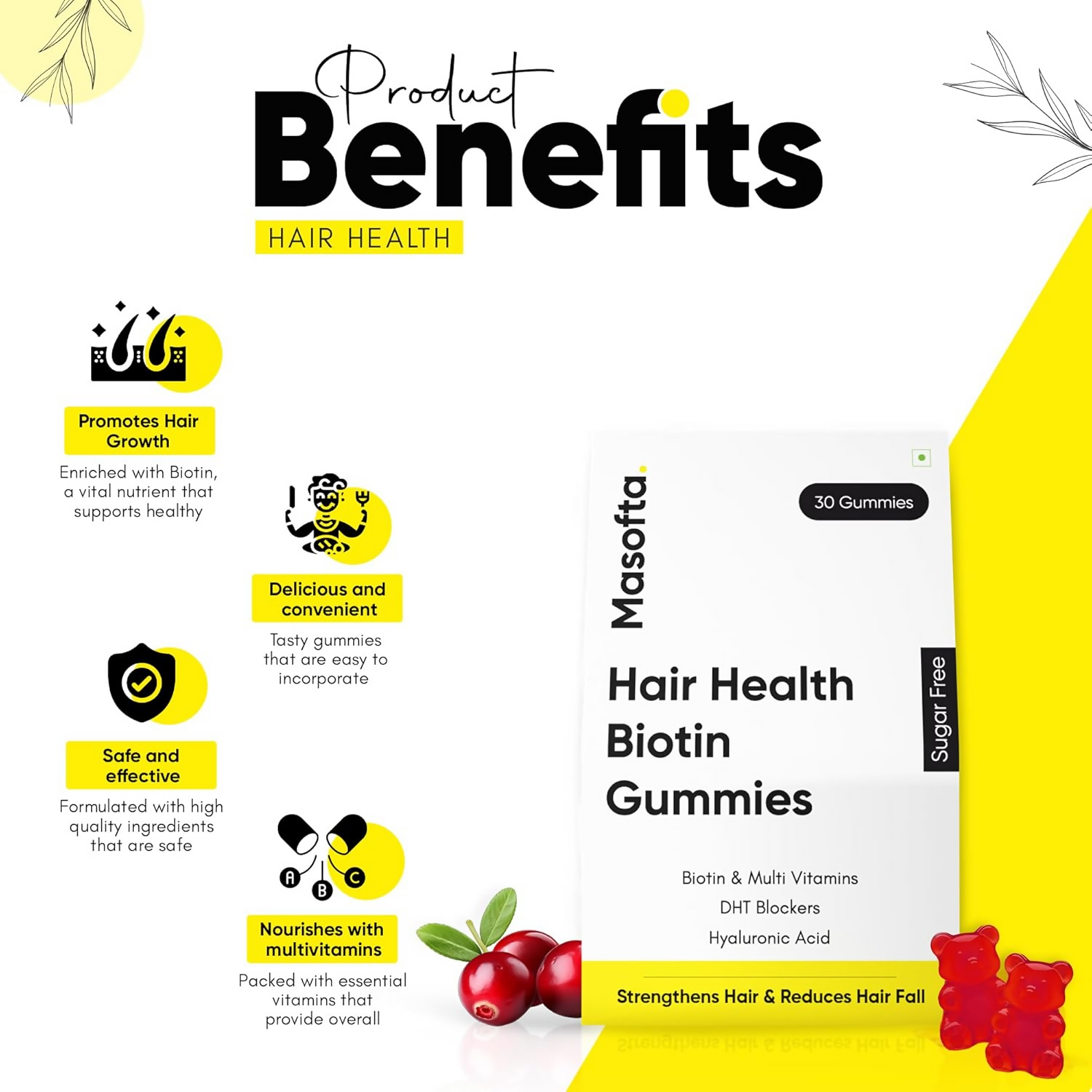 Masofta Hair Health Biotin Gummies