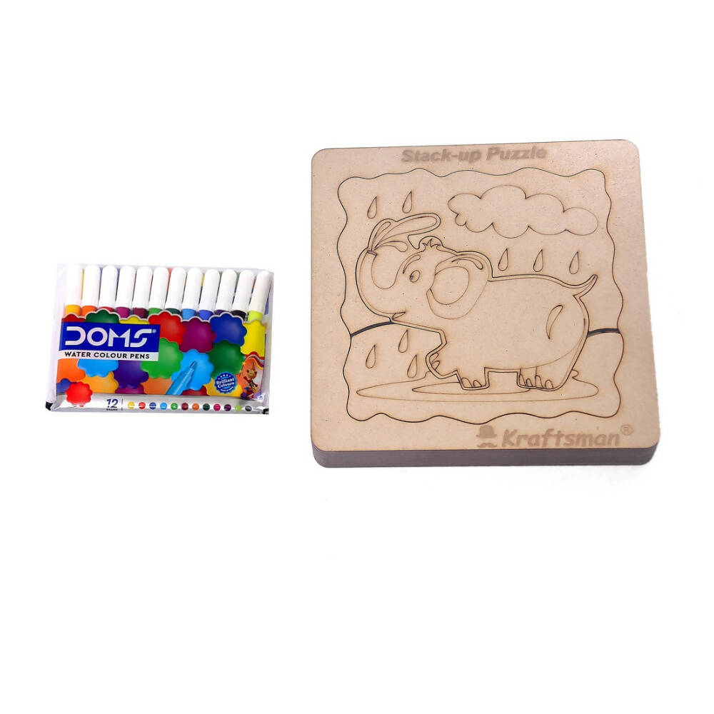 Kraftsman Stack up Puzzles/ Layered Puzzle Elephant Shape for Kids | Color Kit Included | 18 Pieces Puzzle