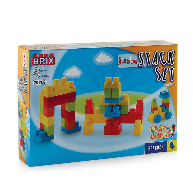 Peacock Learning & Educational Building Interlocking Blocks Set For Kids- Jumbo Brix 20 Hover Image