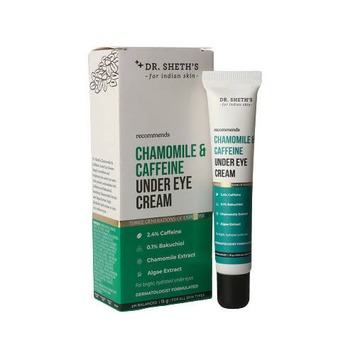 Dr. Sheth's Chamomile & Caffeine Under Eye Cream Reduces Dark Circles, Wrinkles, For All Skin Types Hover Image