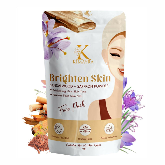 Kimayra Sandalwood + Saffron Face Pack Powder For Brighter Skin Tone, Helps In Anti-Ageing & Soothes Skin Hover Image