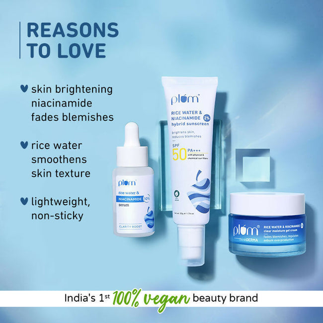 Plum Niacinamide Serum, Moisturizer & Sunscreen Kit For Bright, Blemish-Free, Hydrated Skin Main Image