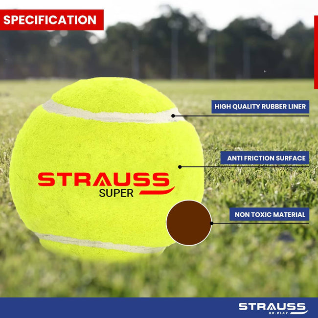 Strauss Cricket Tennis Balls - Yellow (Pack of 6) Main Image