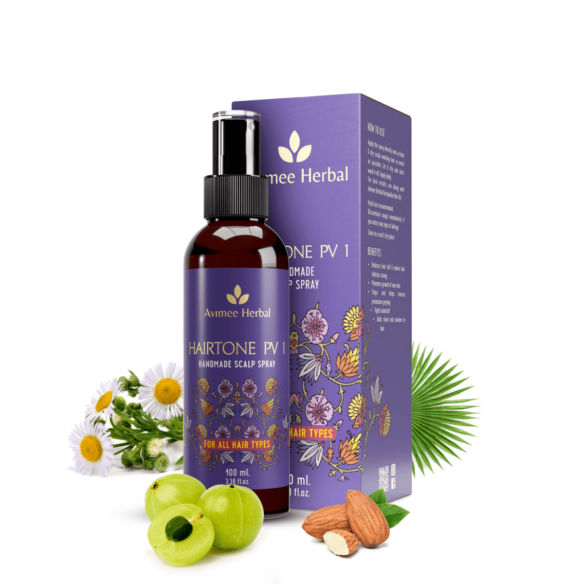 Avimee Herbal Anti Hairfall Kit - Oil, Cleanser and Scalp Spray, Controls Hair Fall and Strengthens Hair Root, With Rosemary, Amla, Methi & Bhringraj