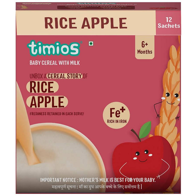 Timios Organic Rice Apple Baby Cereal Hover Image