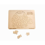 Kraftsman English Alphabets Wooden Jigsaw Puzzles Tortoise Shape Puzzle | Color Kit Included
