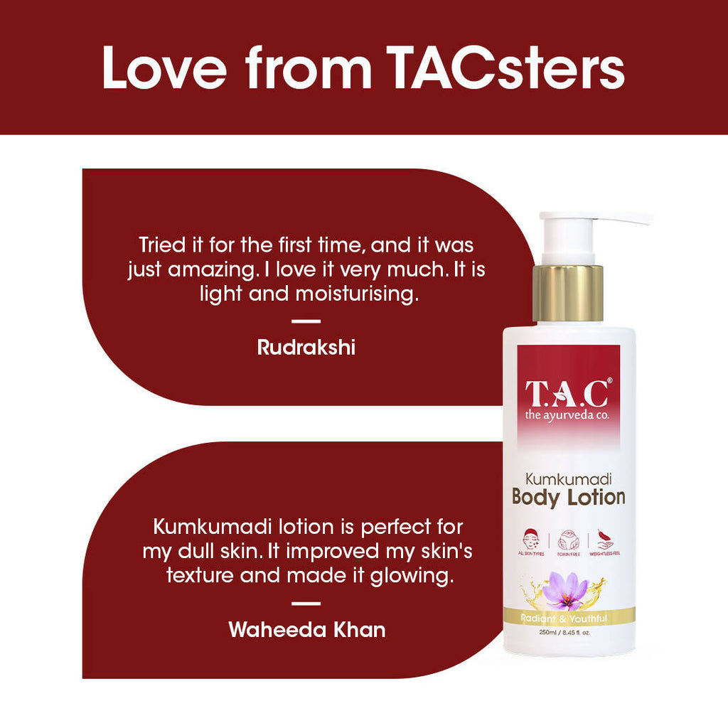 TAC - The Ayurveda Co. Kumkumadi Body Lotion for Dry Skin, Deep Nourishment & Moisturization