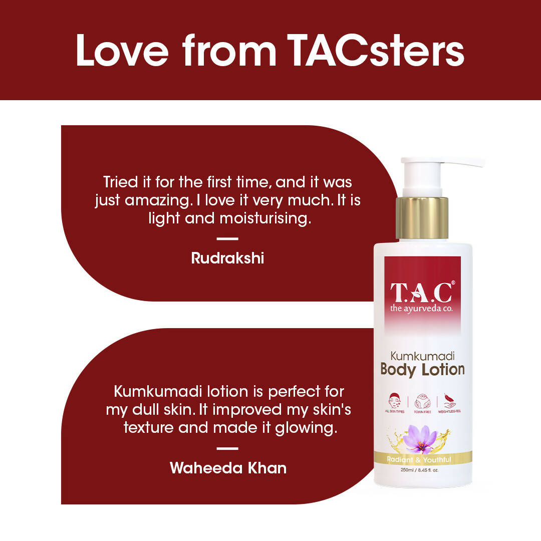 TAC - The Ayurveda Co. Kumkumadi Body Lotion for Dry Skin, Deep Nourishment & Moisturization