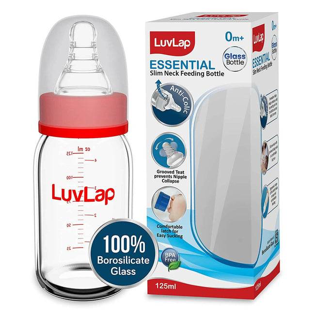 LuvLap Essential Slim Neck Glass Feeding Bottle Hover Image