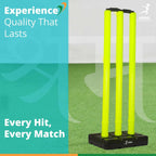 Vifitkit Cricket Stumps with Stand & Bails (Black and Flourescent Green)