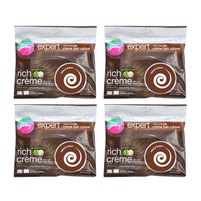 Godrej Expert Rich Creme Hair Colour - Natural Brown 4.00 (Pack of 4) Hover Image