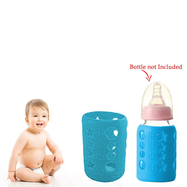 Safe-O-Kid Silicone Baby Feeding Bottle Cover Cum Sleeve for Insulated Protection 120mL- Blue Main Image