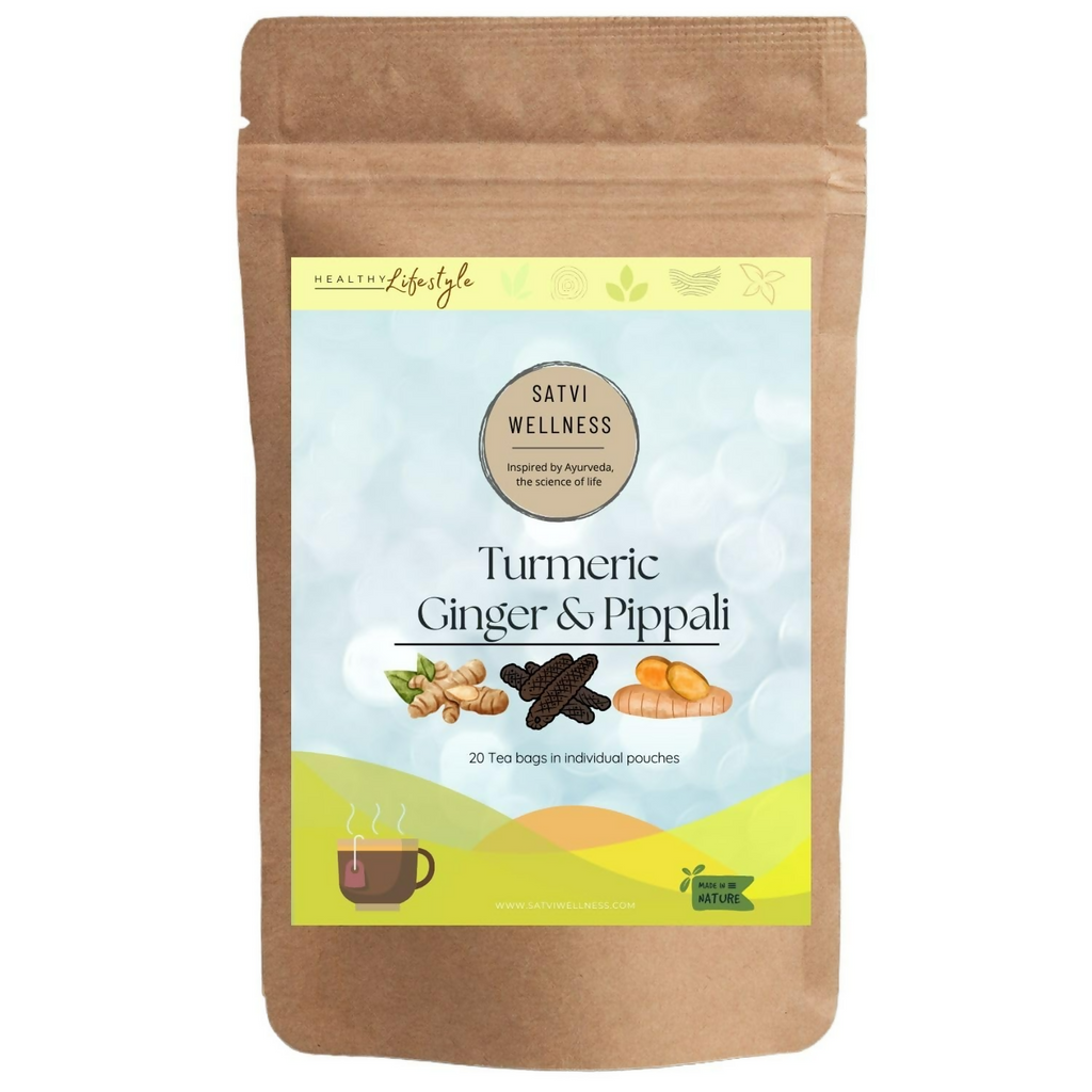 Satvi Wellness Turmeric Ginger Pippali Tea Bags