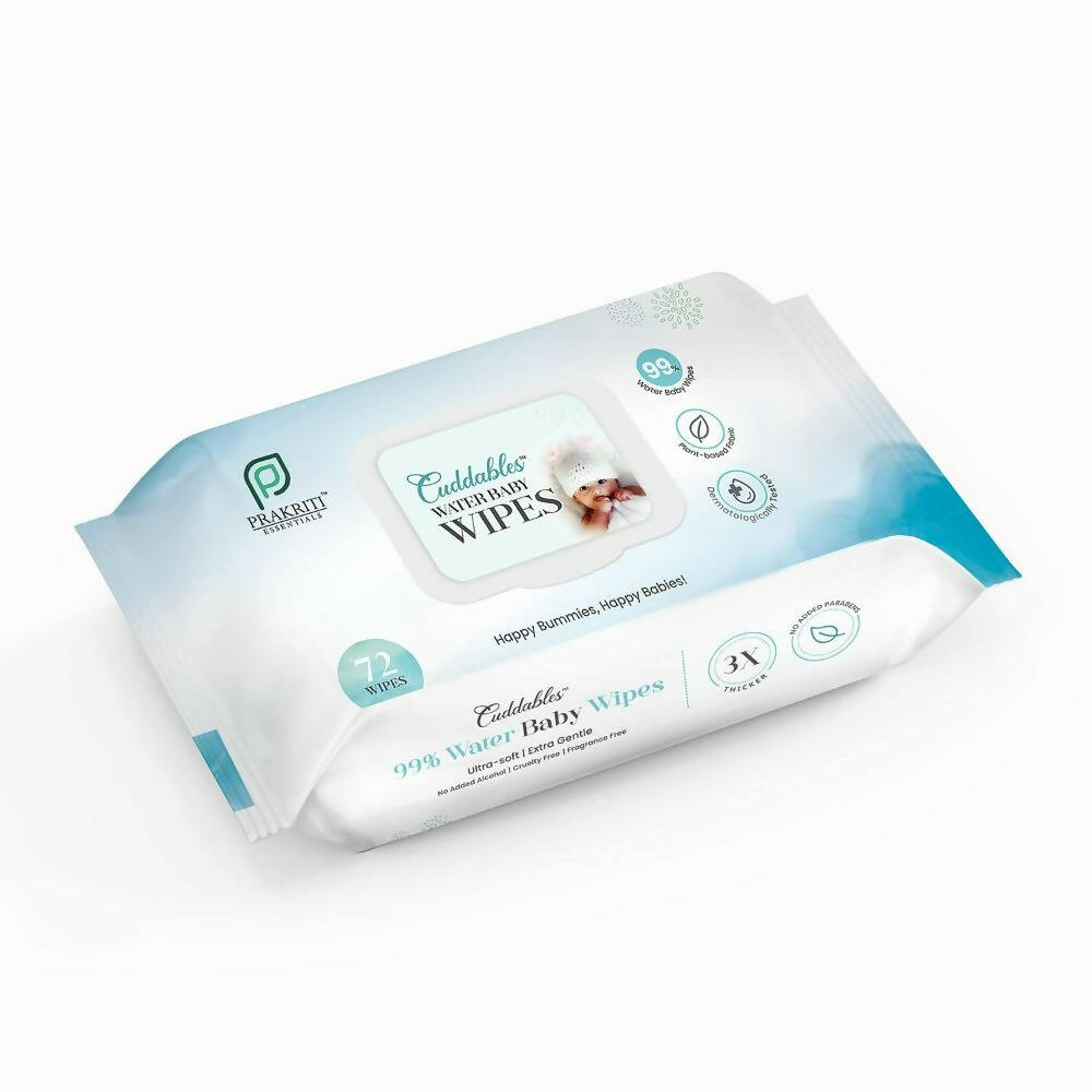 Cuddables 99% Water Baby Wipes - Natural Plant Made Cloth Wipes | 72pcs Wet Baby Wipes (72 Wipes)