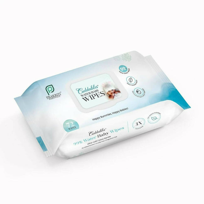 Cuddables 99% Water Baby Wipes - Natural Plant Made Cloth Wipes | 72pcs Wet Baby Wipes (72 Wipes) Hover Image