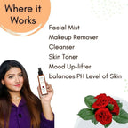 Mystiq Living Rose Water Pure & Natural Spray Face Toner, Gulab Jal For Skin & Hair