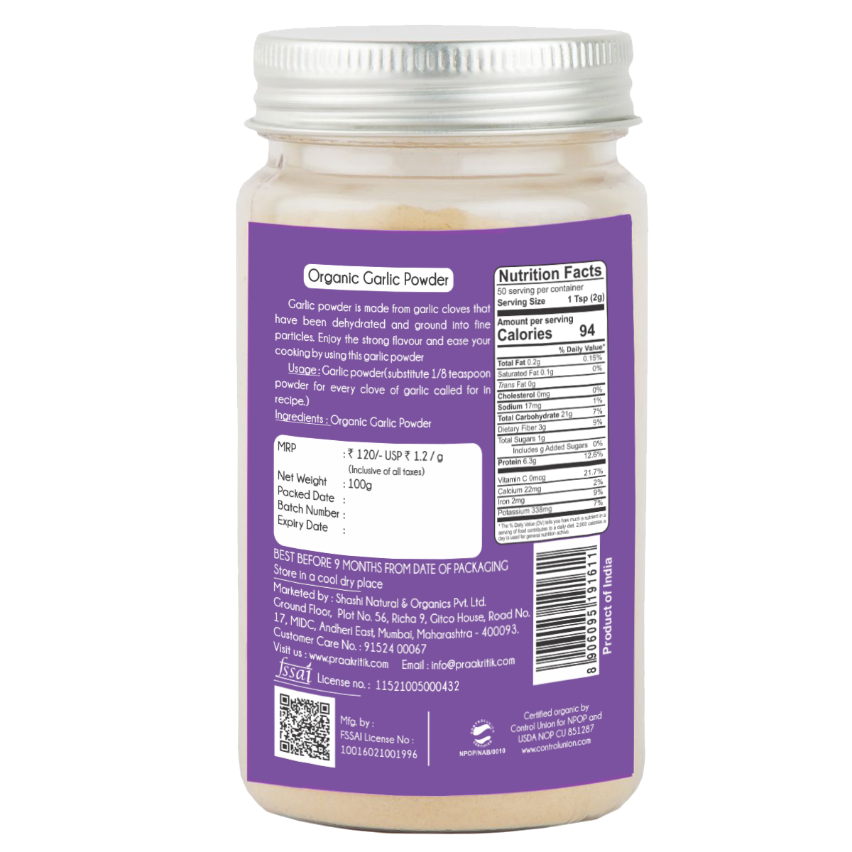 Praakritik Organic Garlic Powder