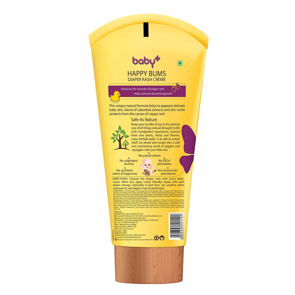 Lotus Herbals Baby+ Happy Bums Diaper Rash Creme (100 Gm)