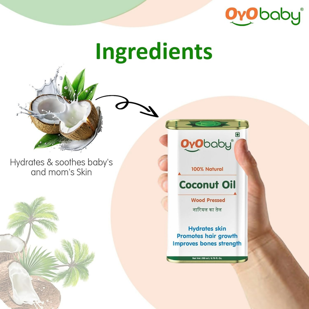 Oyo Baby 100% Natural Baby Oil For New Born Wood Pressed Coconut Baby Hair Oil