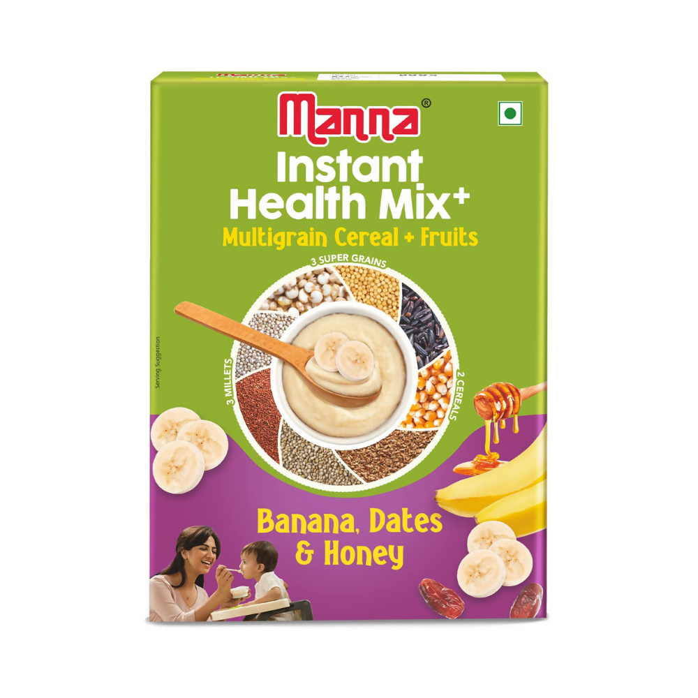 Manna Foods Instant Health Mix Multigrain Cereal + Fruits With Banana, Dates & Honey