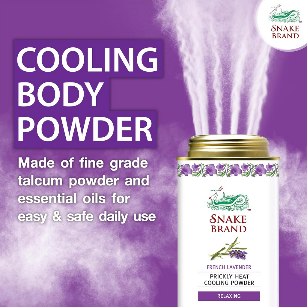 Snake Brand Lavender Prickly Heat Cooling Talcum Powder
