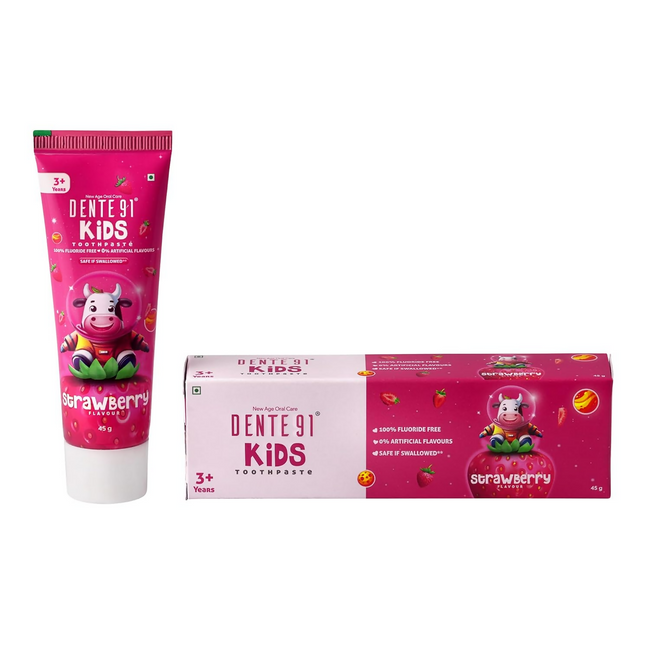Dente91 Kids Toothpaste Protects Against Dental Caries & Hypersensitivity Fluoride Free Strawberry Flavour Hover Image