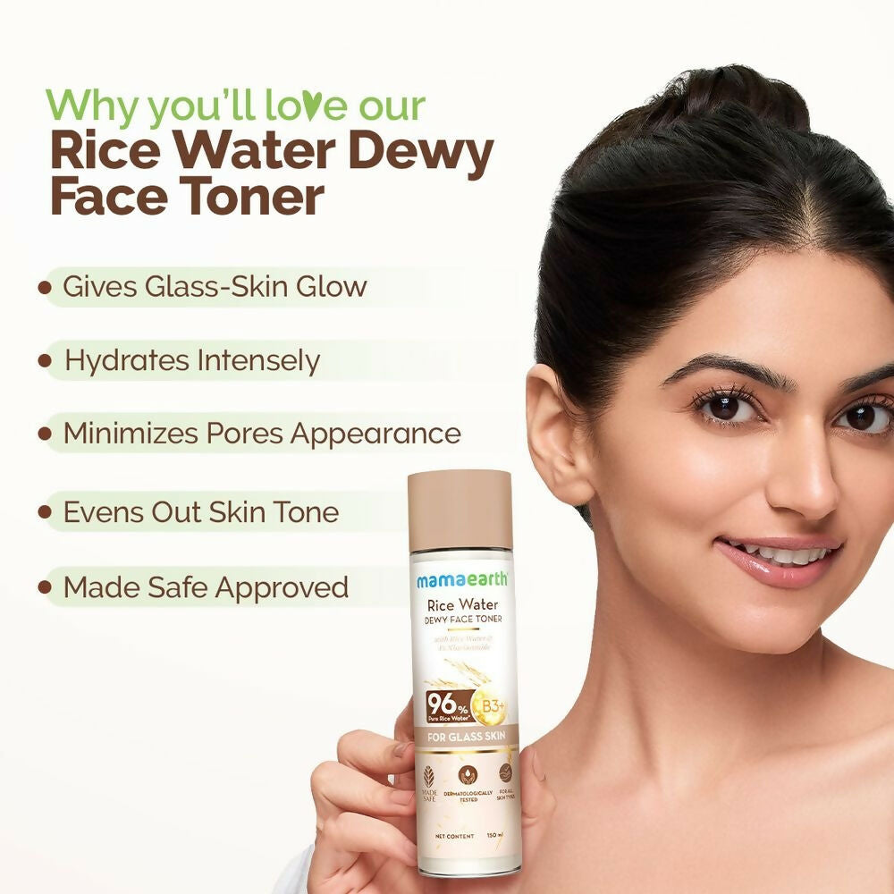 Mamaearth Rice Water Dewy Face Toner with 96% Pure Rice Water Extract & 4% Niacinamide for Glass Skin