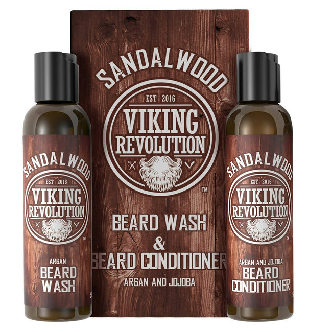 Viking Revolution Sandalwood Beard Wash and Beard Conditioner Combo Hover Image