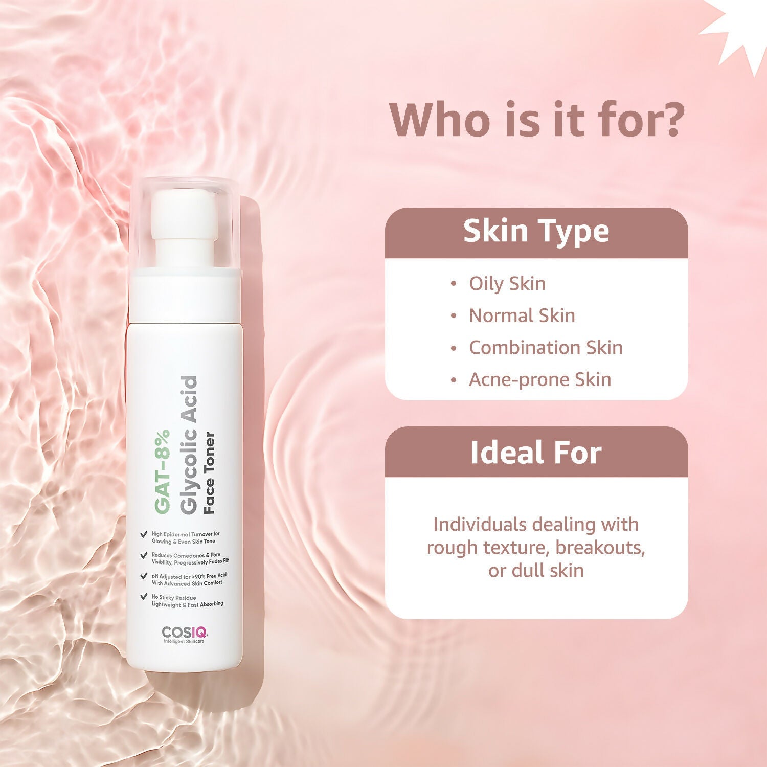 Cos-IQ GAT-8% Glycolic Acid Face Toner