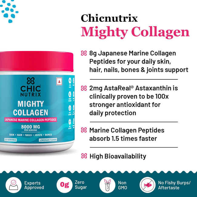 Chicnutrix Mighty Collagen Japanese Collagen Powder For Skin, Hair, Nails & Joints - Lemonade Flavor Main Image