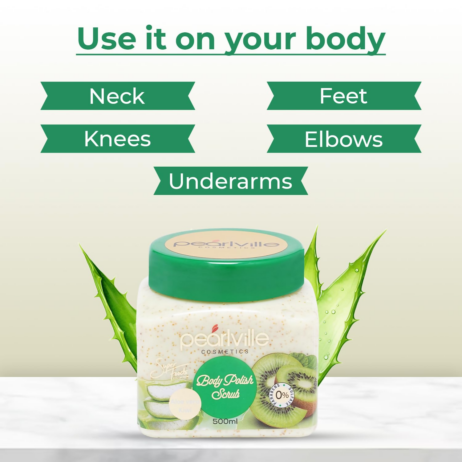Pearlville Superfoods Collection Kiwi Aloe Vera Body Polish Scrub