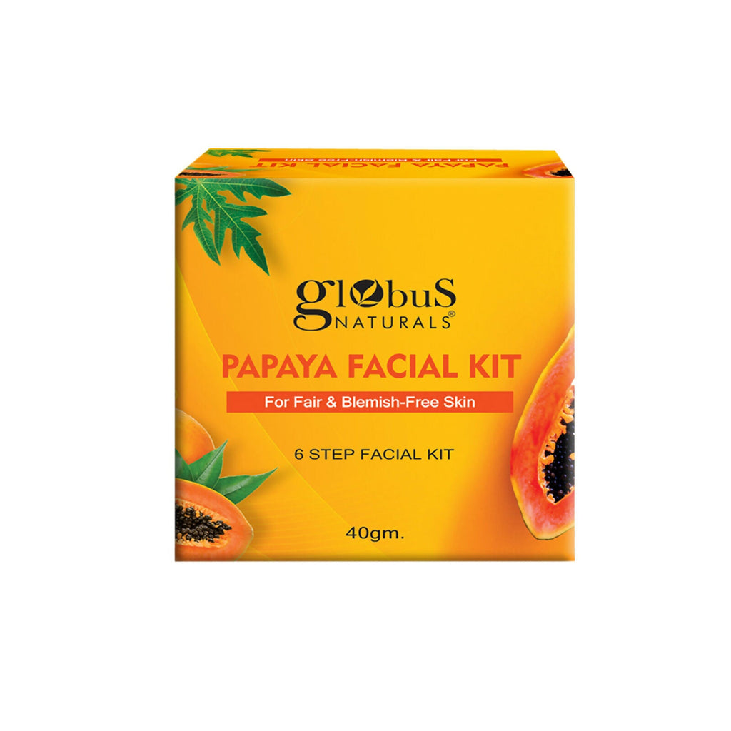 Globus Naturals Papaya Facial Kit For Blemish Free Skin & Anti-Pigmentation, 6 Steps