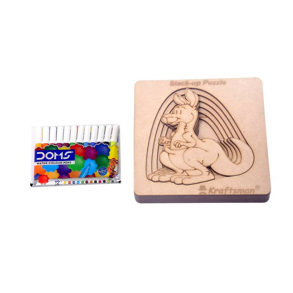 Kraftsman Stack up Puzzles/ Layered Puzzle Kangaroo Shape for Kids | Color Kit Included | 6 Pieces Puzzle