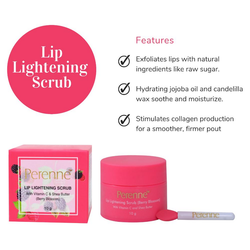 Perenne Lip Lightening Scrub With Vitamin C & Shea Butter - Berry Blossom