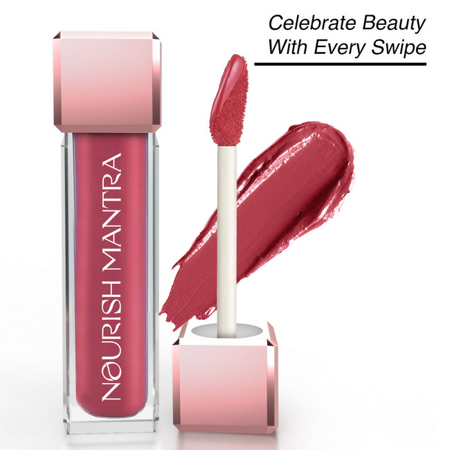 Nourish Mantra Liquid Lipstick Creamy Matte with SPF / Water Proof, Smudge Proof Shade-Jashn-e-gulab Main Image