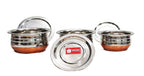 Sublime Kitchenware Set of 3 Stainless Steel Copper Bottom Handi with Lid